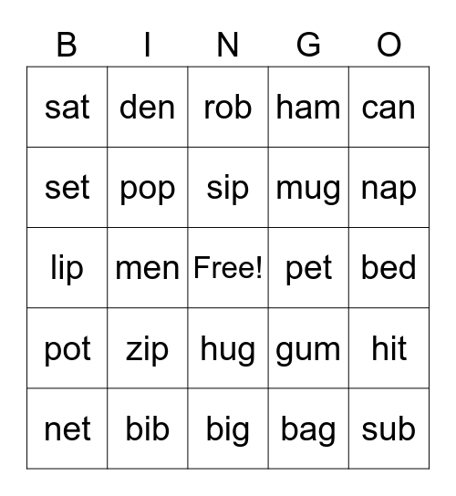 CVC Bingo Card