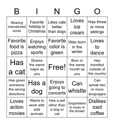 Get To Know You Bingo! Bingo Card