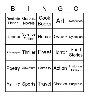 Genre Bingo Card