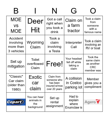 CRC Bingo Card