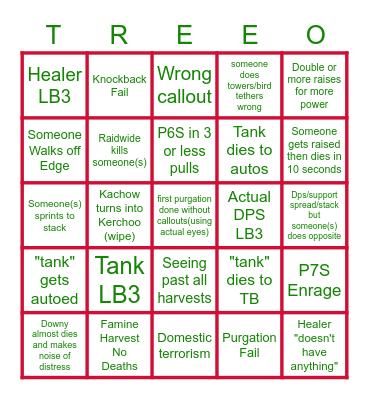 Crystal Raiders Bingo Card