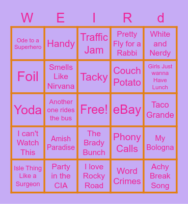 Weird Al Bingo! Bingo Card