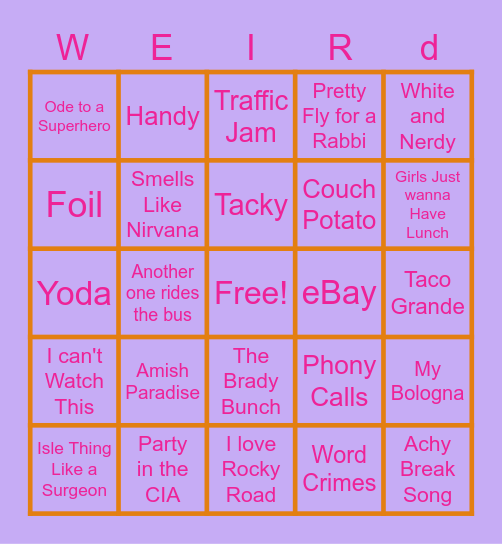 Weird Al Bingo! Bingo Card