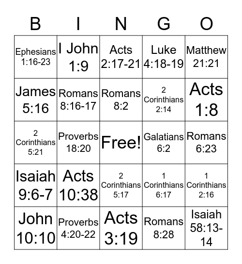 scripture verses Bingo Card