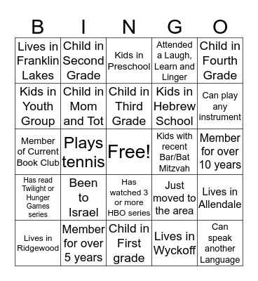 TBR Sisterhood  Bingo Card