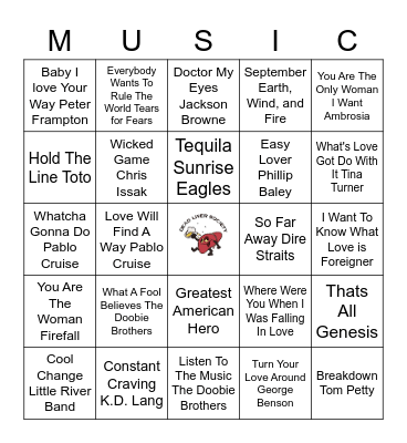 Yacht Rock Revisited Bingo Card