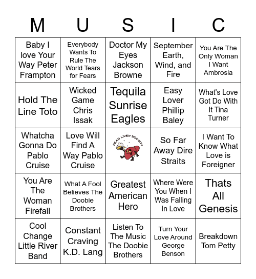 Yacht Rock Revisited Bingo Card