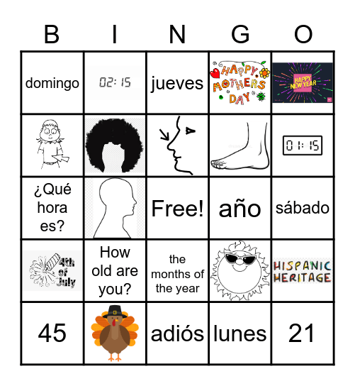 Capitulo Para empezar Espanol 1 Bingo Card