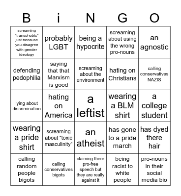 woke bingo Card