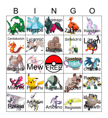 POKEMON Bingo Card