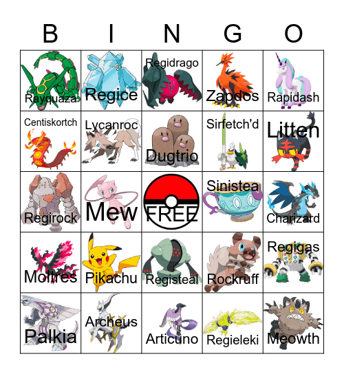 POKEMON Bingo Card