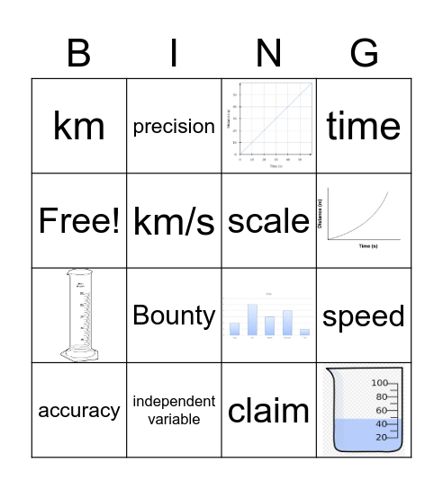 Science, Speed, and Motion Bingo Card