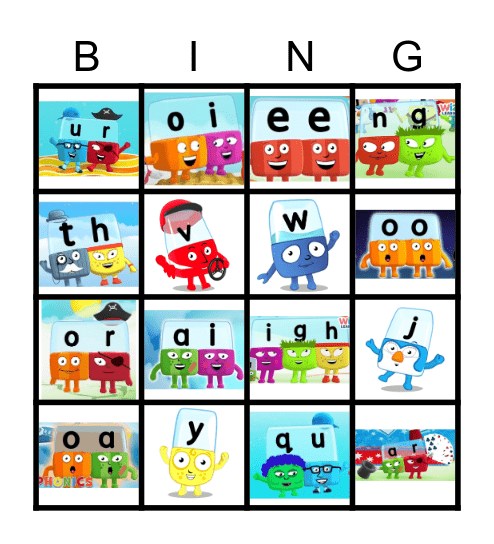 Alphablocks Bingo Phase 3 Bingo Card