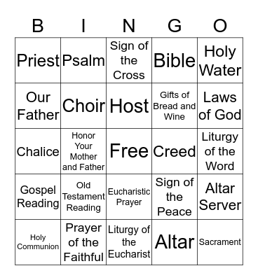 Mass Bingo Card