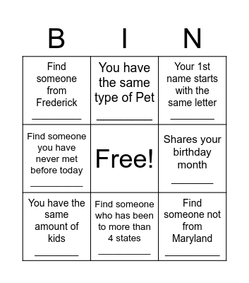 FISH FRY FRIENDS BINGO Card