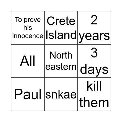 Acts Chapter 27-28 Bingo Card