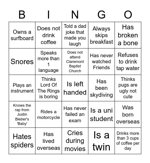 Find Someone Who... Bingo Card