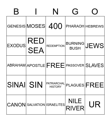 LET MY PEOPLE GO!!! Bingo Card