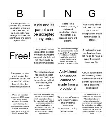 Manual says... Bingo Card