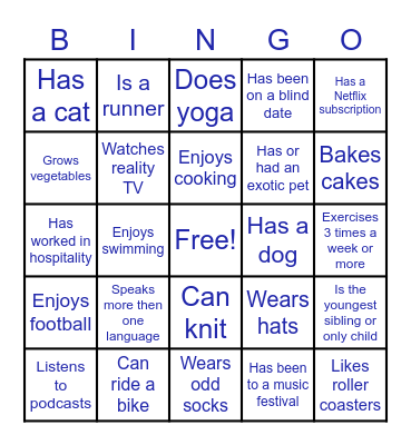 Icebreaker Bingo Card