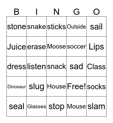 Articulation BINGO Card