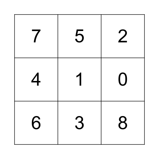 Numbers Bingo Card