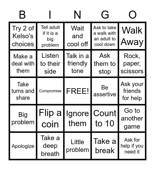 Kelso Bingo Card