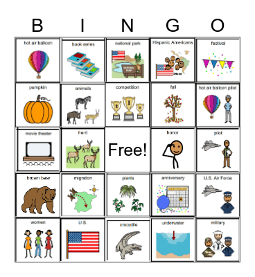 Vocabulary Bingo Card