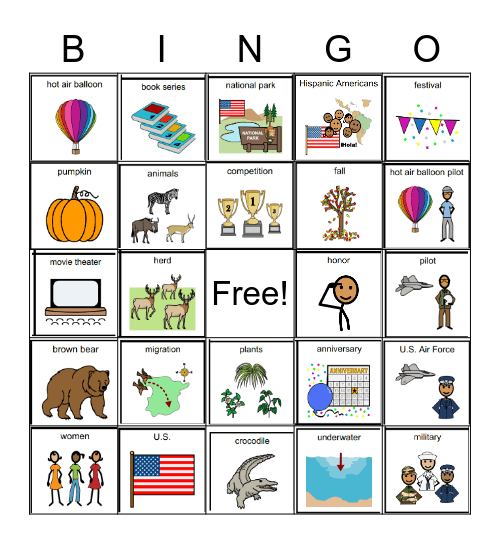 Vocabulary Bingo Card