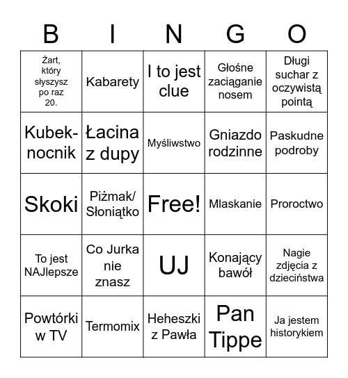 Czarny Piotruś Bingo Card