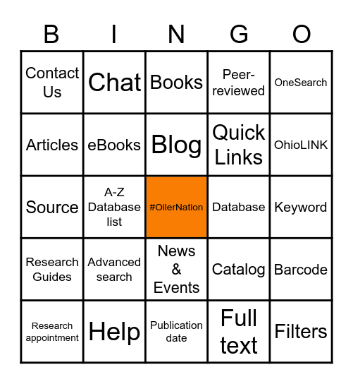 Shafer Library Bingo Card