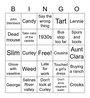 OMAM Chapters 1-2 Bingo Card