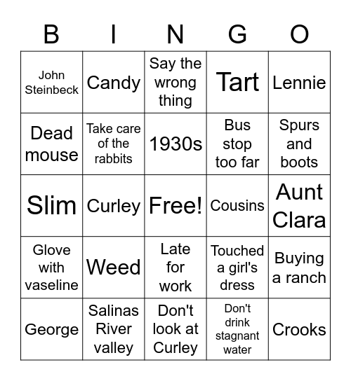 OMAM Chapters 1-2 Bingo Card