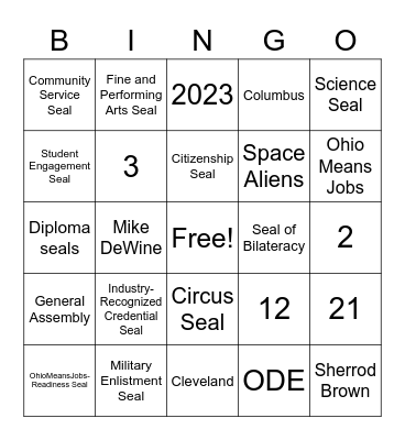 Diploma Seal Bingo Card