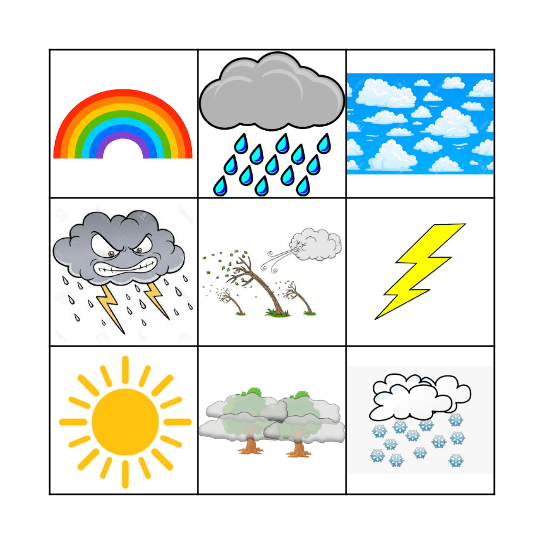 What's the weather like today? Bingo Card