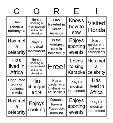 October Team Challenge Bingo Card