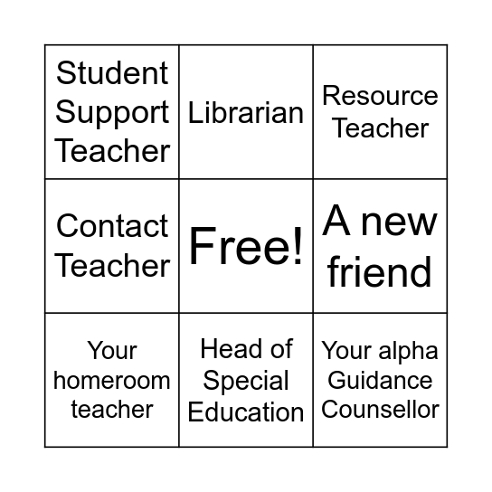 JNSS Bingo Card