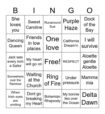 Tuesday Bingo Card