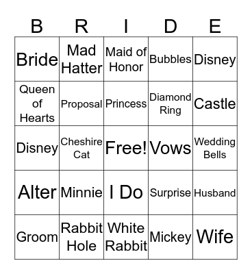 Bridal Shower Bingo Card