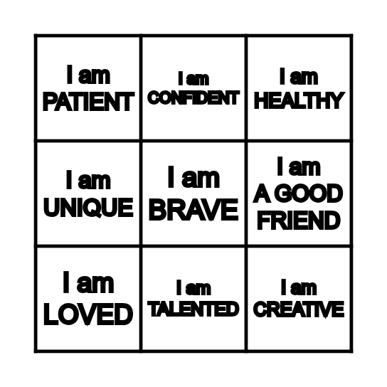 Confidence Bingo Card