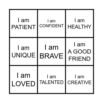 Confidence Bingo Card