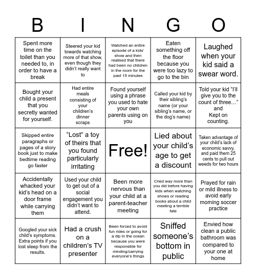 SawSaw Should Prepare For: Never have I Ever Bingo Card