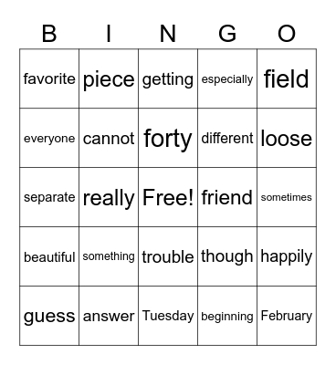Untitled Bingo Card
