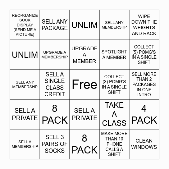 CLUB PILATES BINGO Card