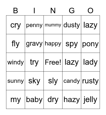 Sneaky Y Bingo Card