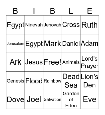 BIBLE BINGO Card