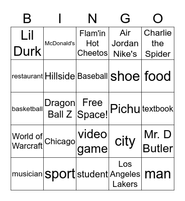 Common Nouns & Proper Nouns  Bingo Card