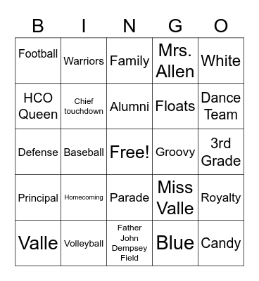 Valle BINGO Card