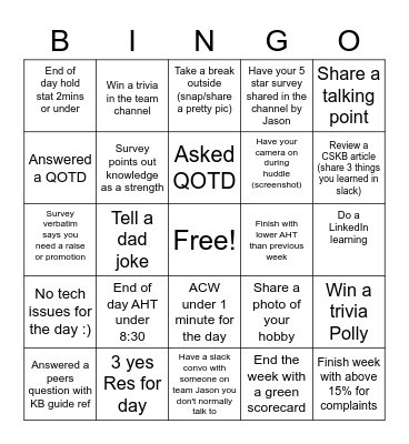 Bingo Blast Bingo Card