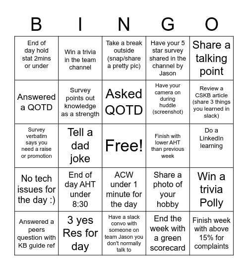 Bingo Blast Bingo Card